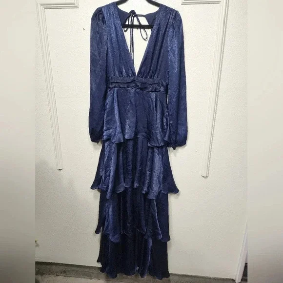 chinese dress ladies Lulus Heavenly Hues Navy Blue Maxi Dress Size XS  Ernest Grace